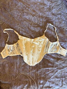 Urban Outfitters Cream Lace Longline Bustier Bra